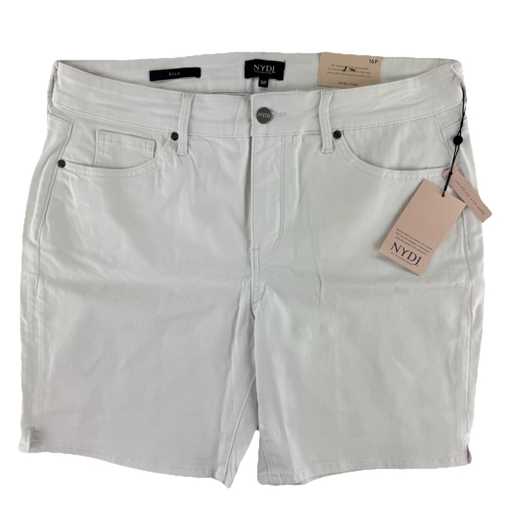 NYDJ Ella Denim Jean Shorts Size 16P Optic White Lift Tuck Technology